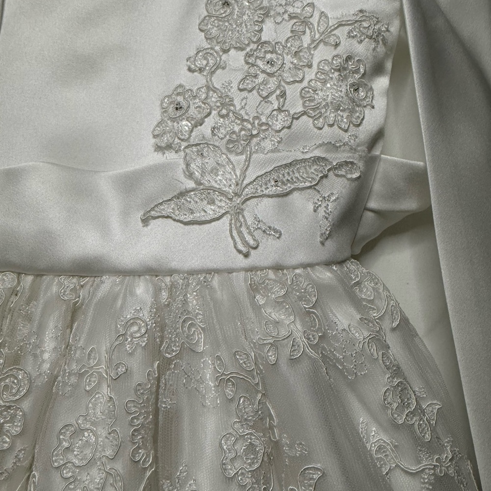 Ivory Floral Lace Satin Dress